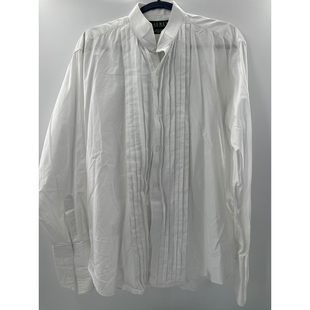 Lauren Ralph Lauren Mens White Pleated Bib Tuxedo Shirt Wing Collar 16.5 34/35